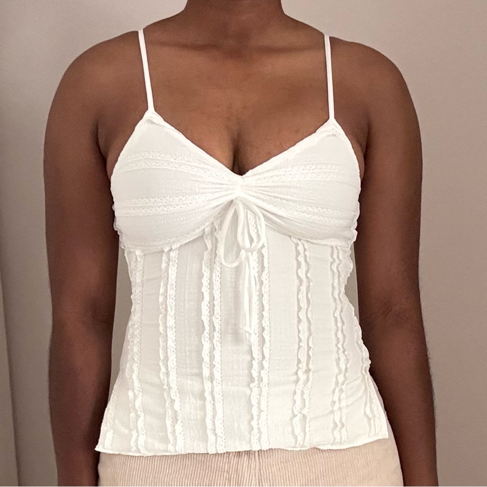 white tie-front tank top